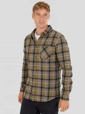 Fundango Harris Shirt herren langarmhemd oliv 1