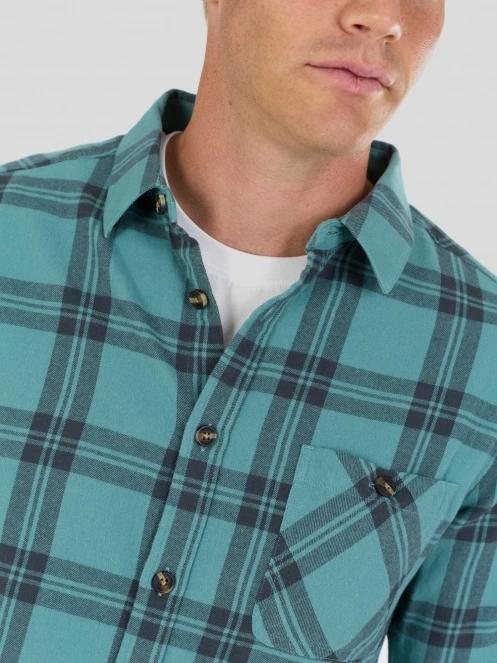 Fundango Harris Shirt herren langarmhemd grün 5