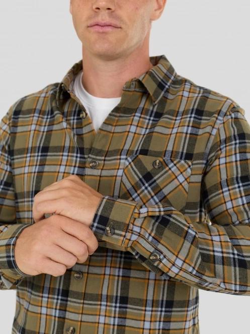 Fundango Harris Shirt herren langarmhemd oliv 6