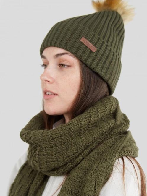 Fundango Merna Beanie damen bommelmütze oliv 4